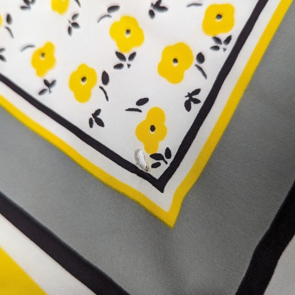 Vintage Yellow, Gray, & White Floral Scarf - Picture 6 of 8
